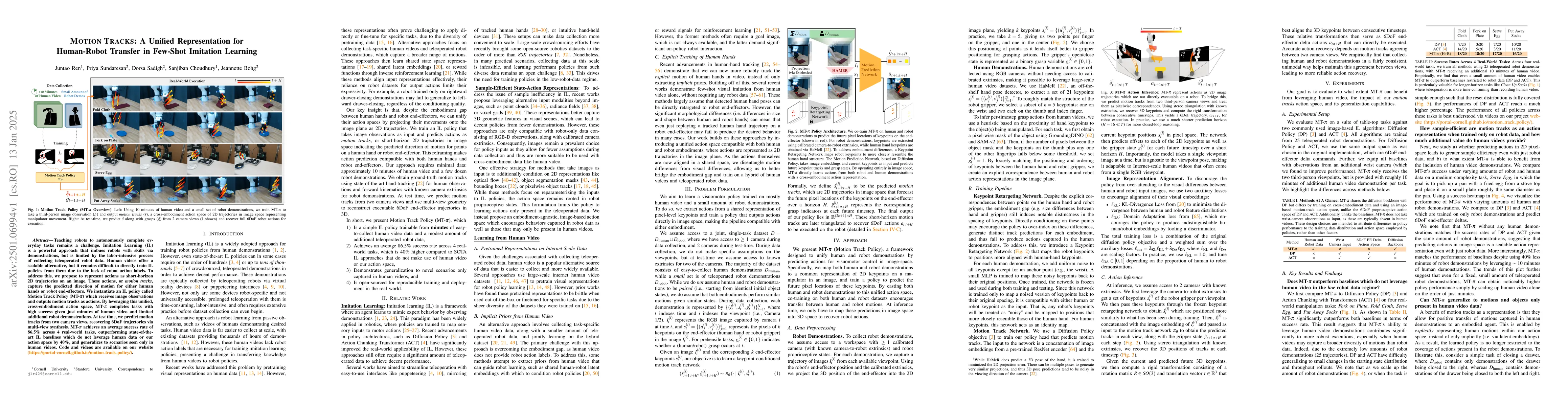 Thumbnail for Motion Tracks: A Unified Representation for Human-Robot Transfer in
  Few-Shot Imitation Learning