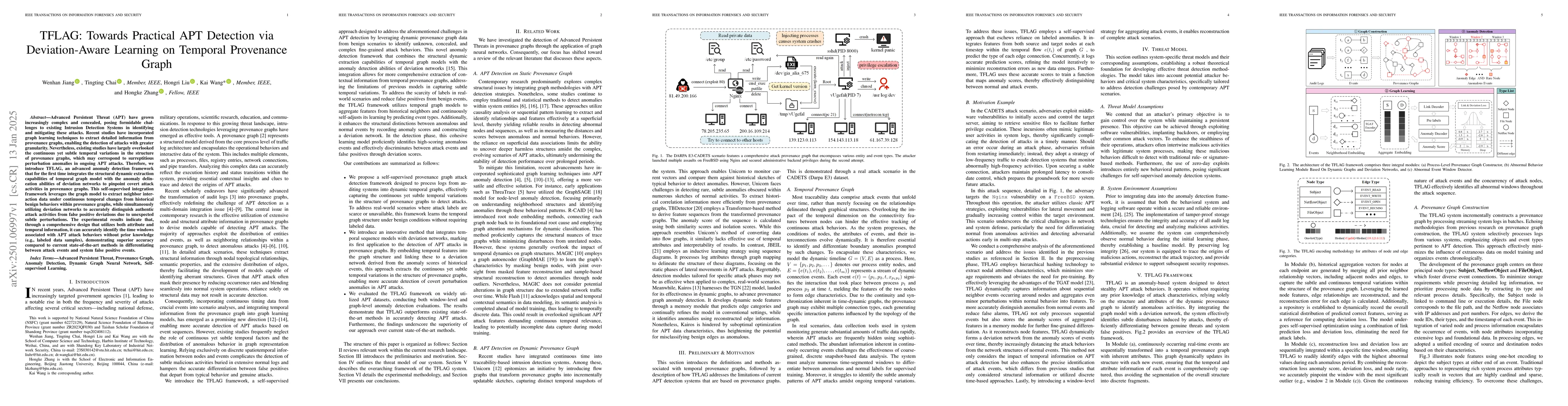 Thumbnail for TFLAG:Towards Practical APT Detection via Deviation-Aware Learning on
  Temporal Provenance Graph