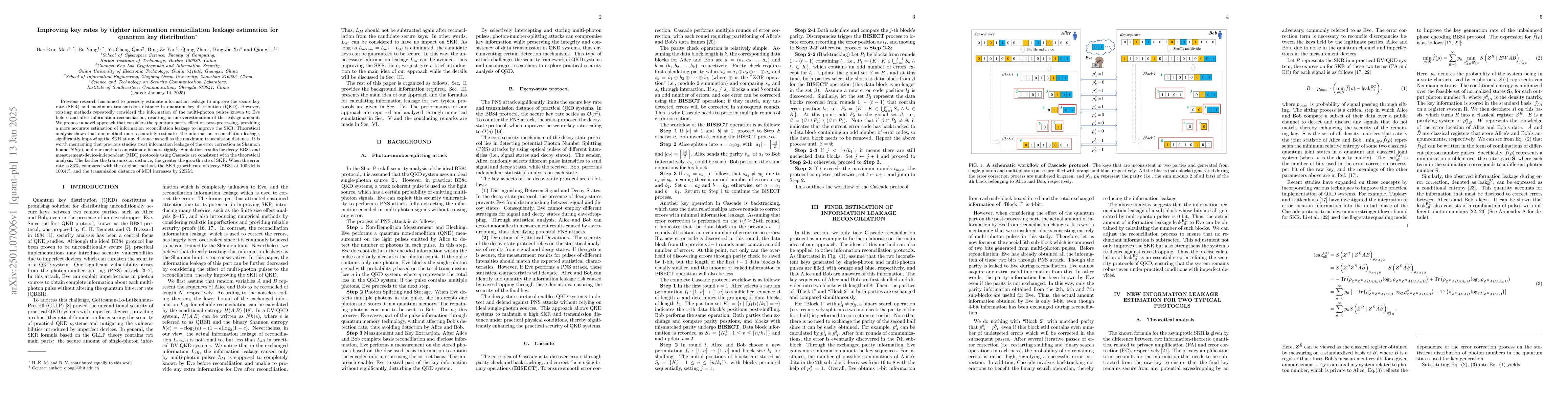 Thumbnail for Improving key rates by tighter information reconciliation leakage
  estimation for quantum key distribution