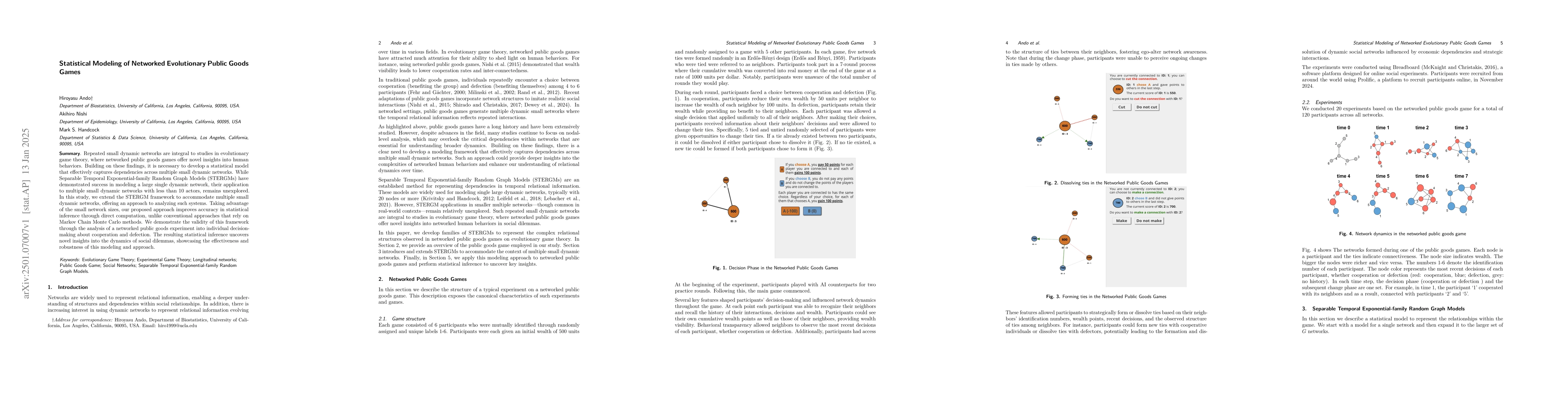 Thumbnail for Statistical Modeling of Networked Evolutionary Public Goods Games