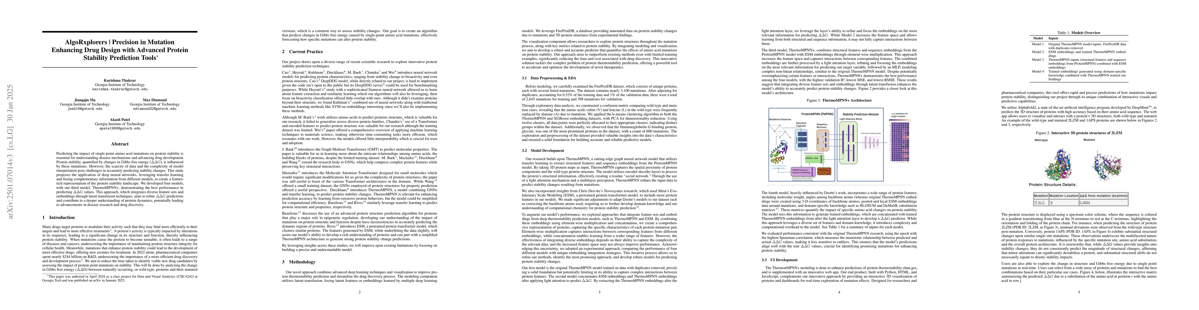 Thumbnail for AlgoRxplorers | Precision in Mutation -- Enhancing Drug Design with
  Advanced Protein Stability Prediction Tools