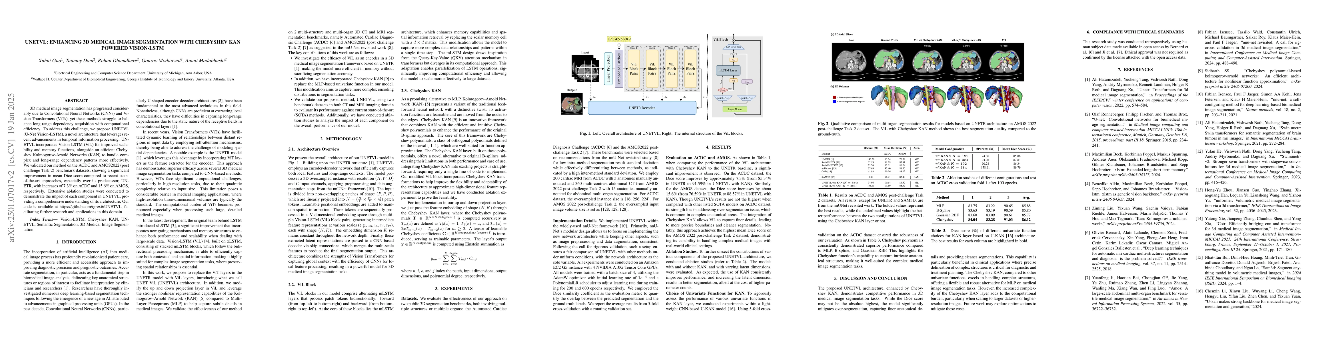 Thumbnail for UNetVL: Enhancing 3D Medical Image Segmentation with Chebyshev KAN
  Powered Vision-LSTM