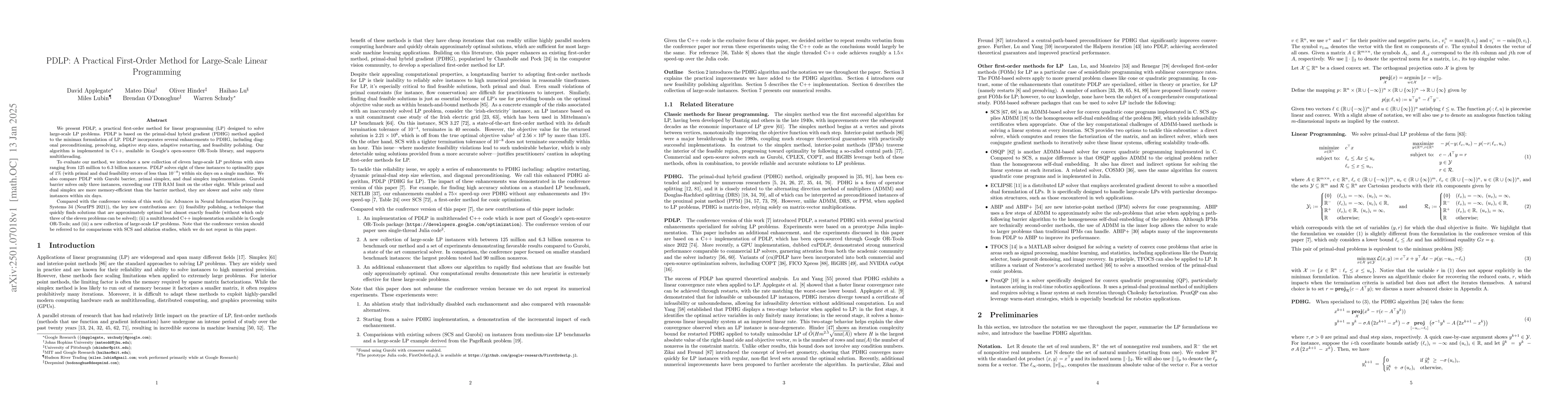 Thumbnail for PDLP: A Practical First-Order Method for Large-Scale Linear Programming