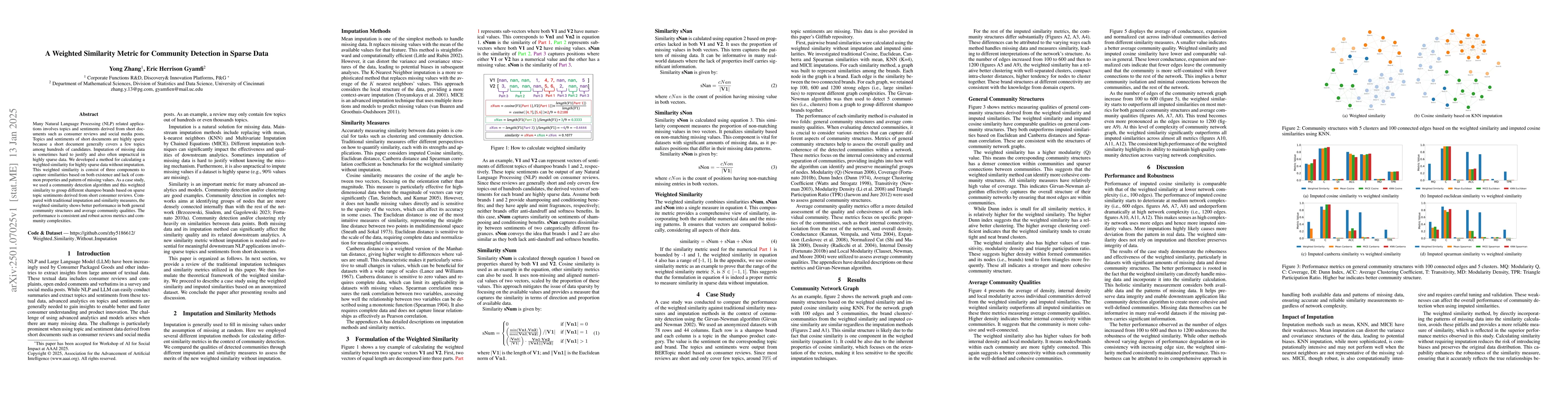 Thumbnail for A Weighted Similarity Metric for Community Detection in Sparse Data