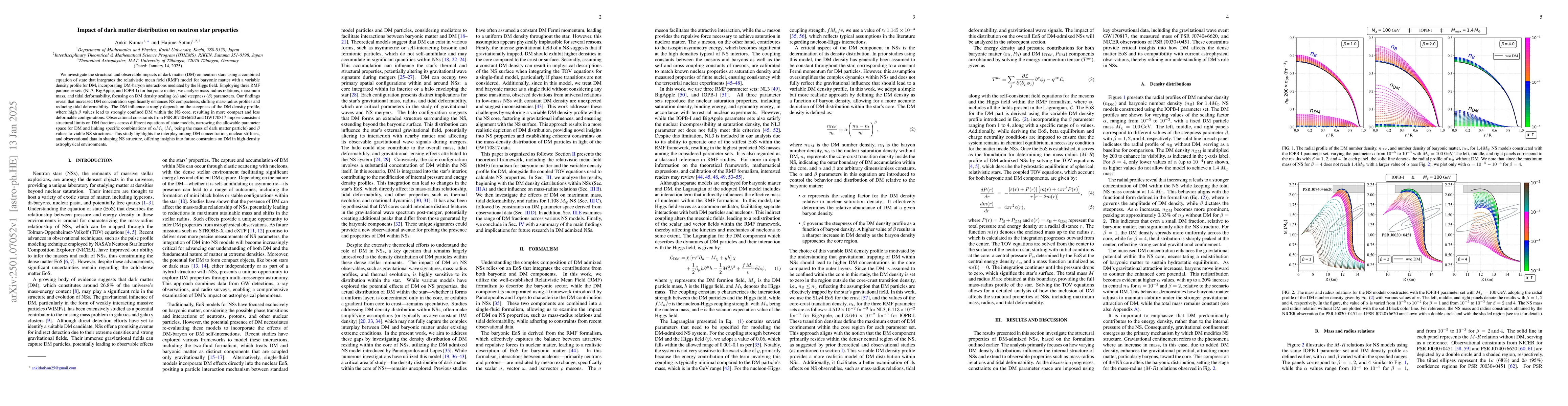 Thumbnail for Impact of dark matter distribution on neutron star properties