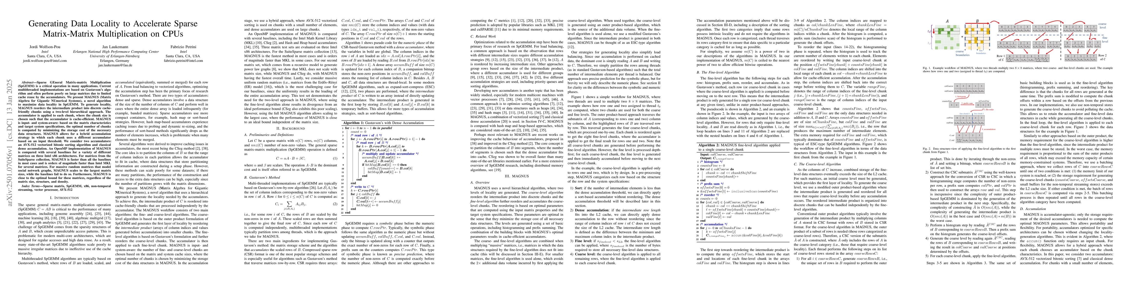 Thumbnail for Generating Data Locality to Accelerate Sparse Matrix-Matrix
  Multiplication on CPUs