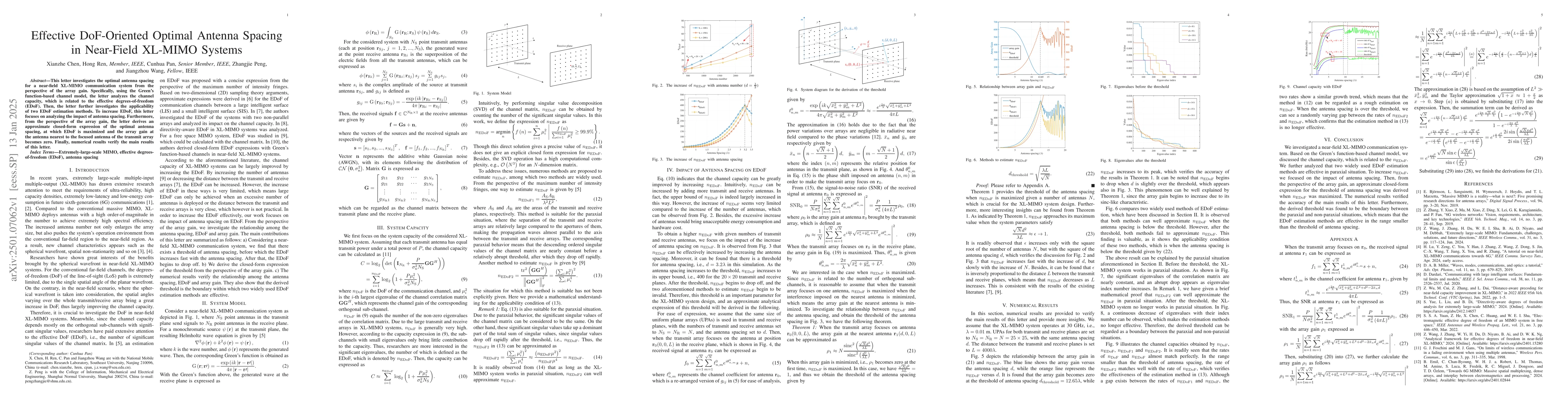Thumbnail for Effective DoF-Oriented Optimal Antenna Spacing in Near-Field XL-MIMO
  Systems