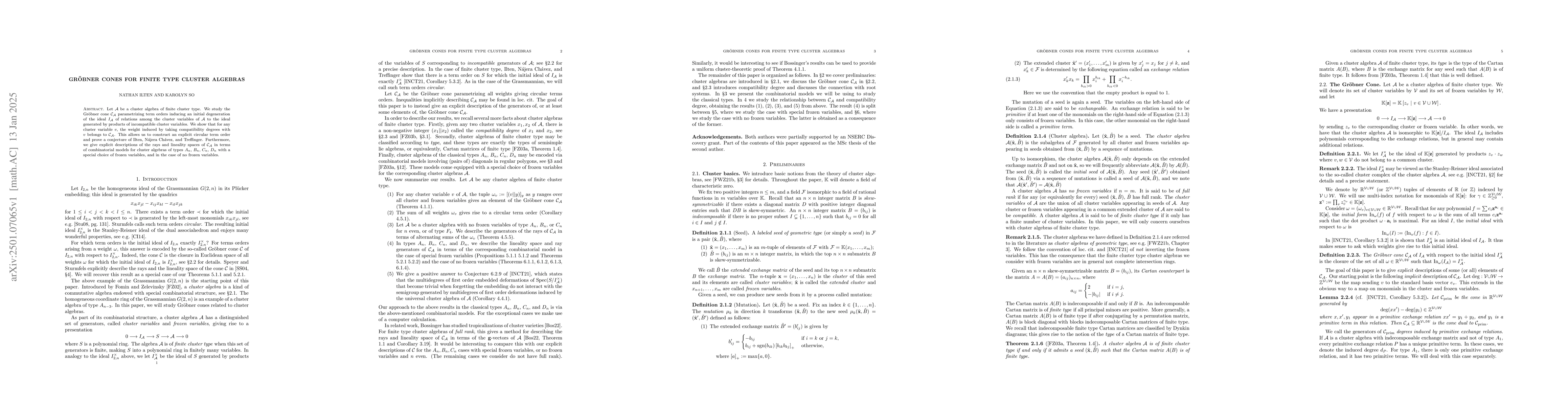 Thumbnail for GrĂśbner Cones for Finite Type Cluster Algebras