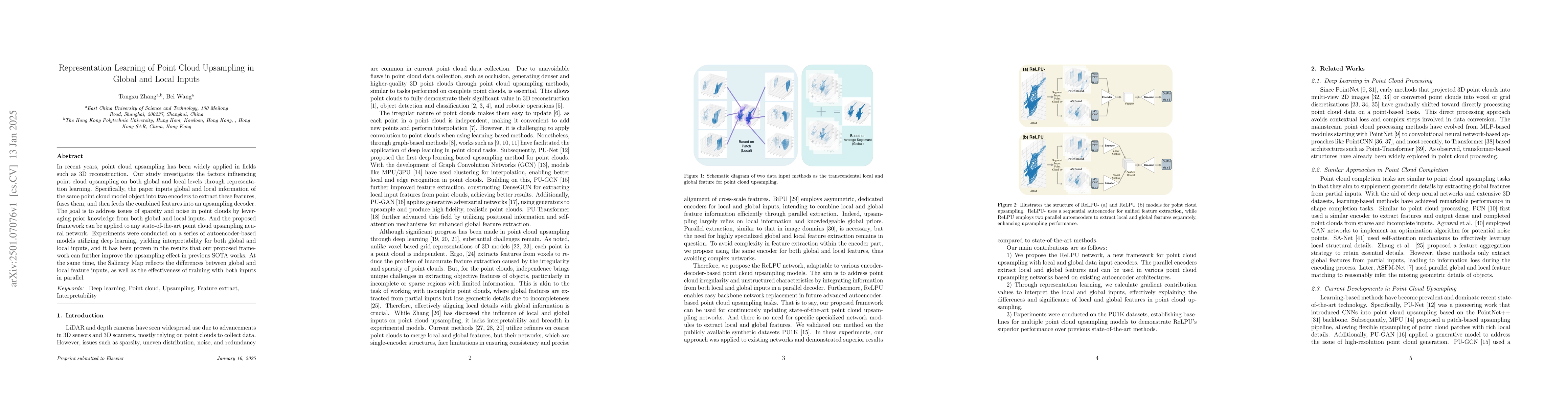 Thumbnail for Representation Learning of Point Cloud Upsampling in Global and Local
  Inputs
