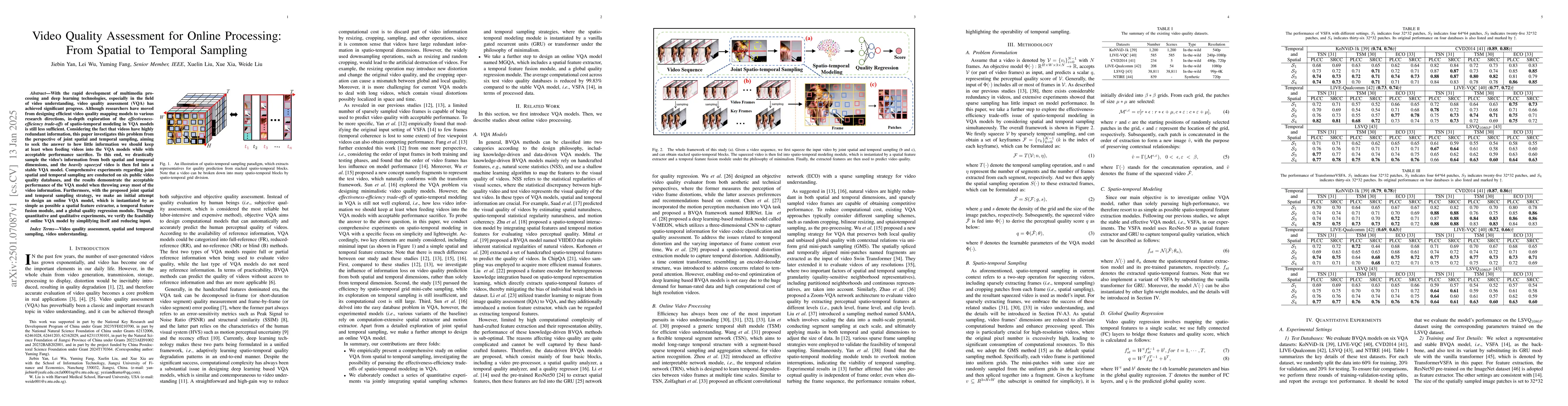 Thumbnail for Video Quality Assessment for Online Processing: From Spatial to Temporal
  Sampling