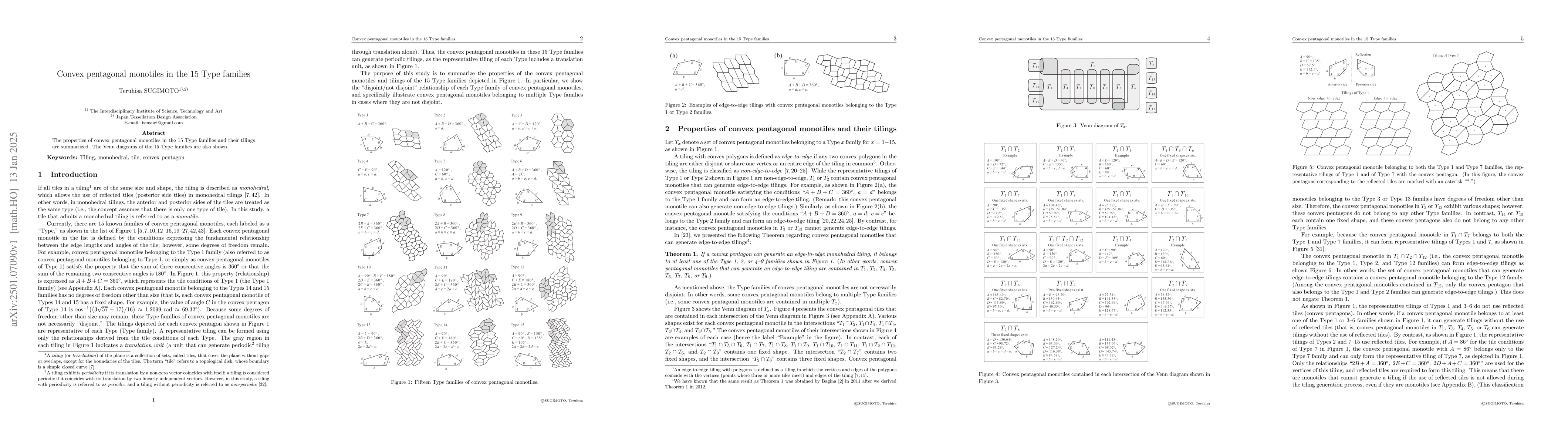 Thumbnail for Convex pentagonal monotiles in the 15 Type families