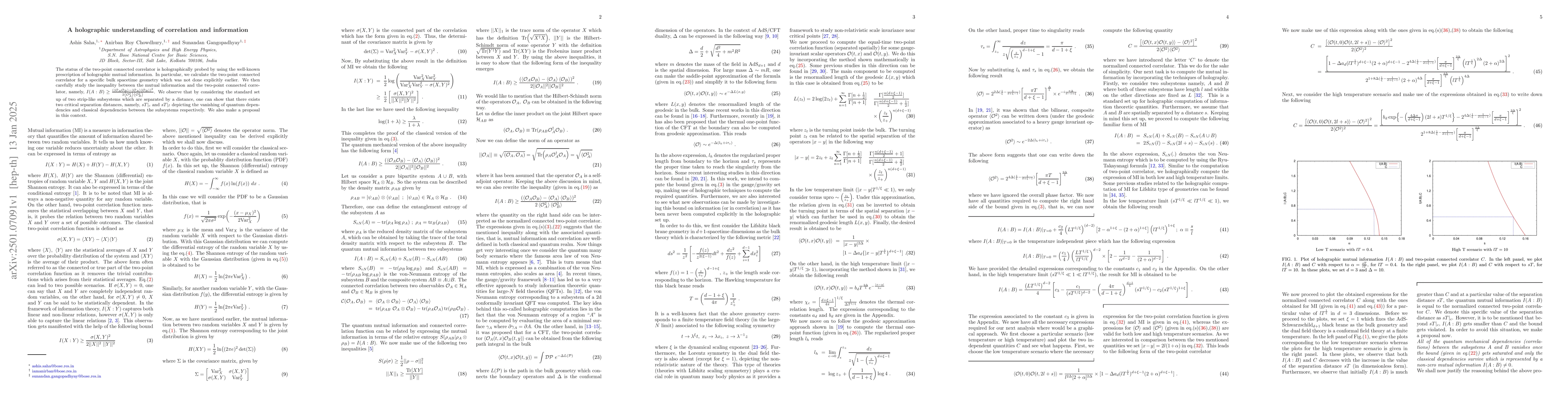 Thumbnail for A holographic understanding of correlation and information
