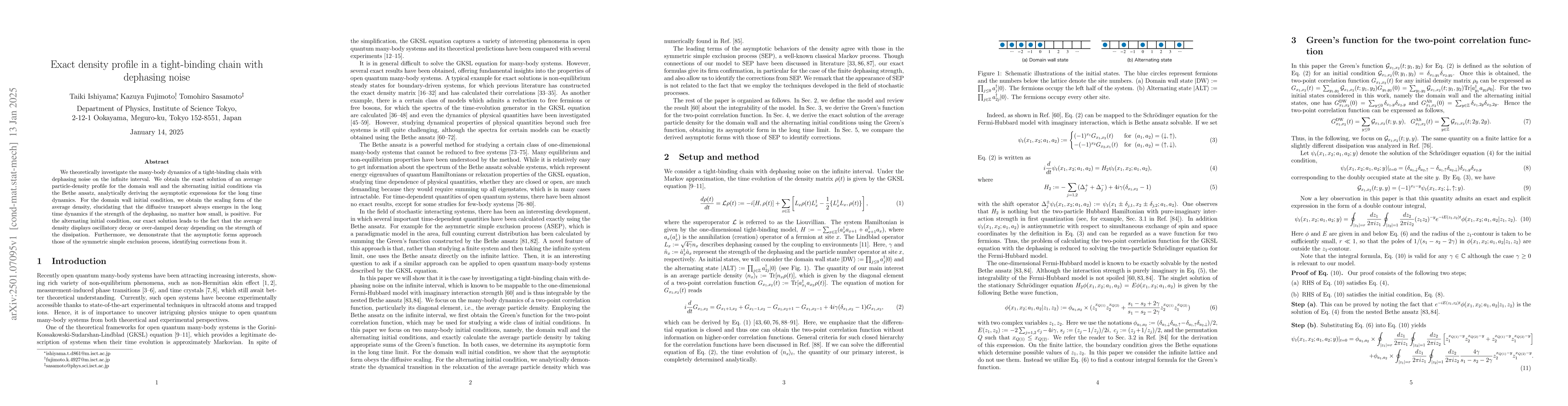 Thumbnail for Exact density profile in a tight-binding chain with dephasing noise