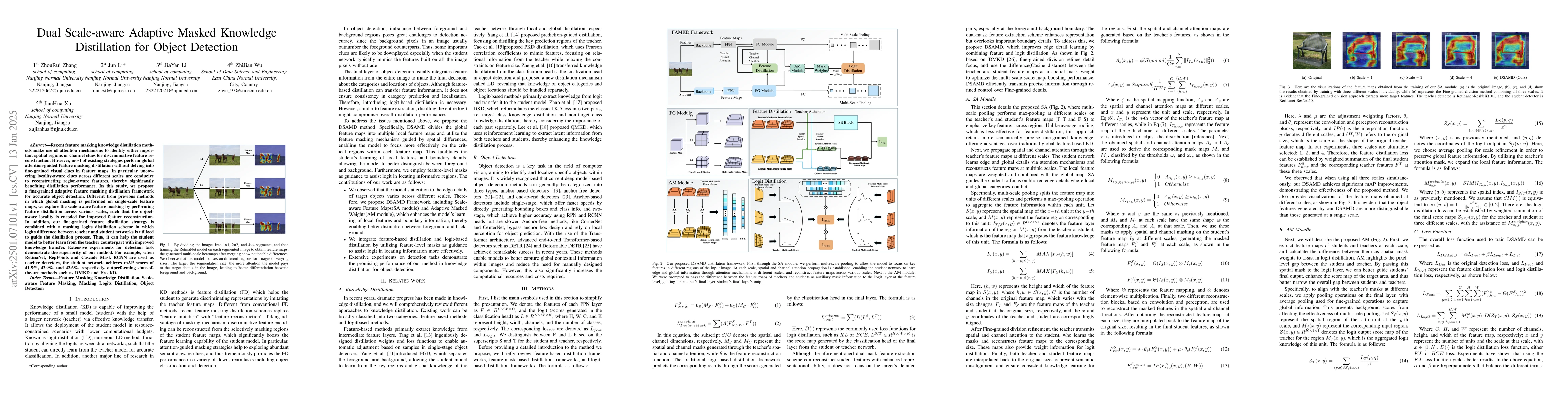 Thumbnail for Dual Scale-aware Adaptive Masked Knowledge Distillation for Object
  Detection