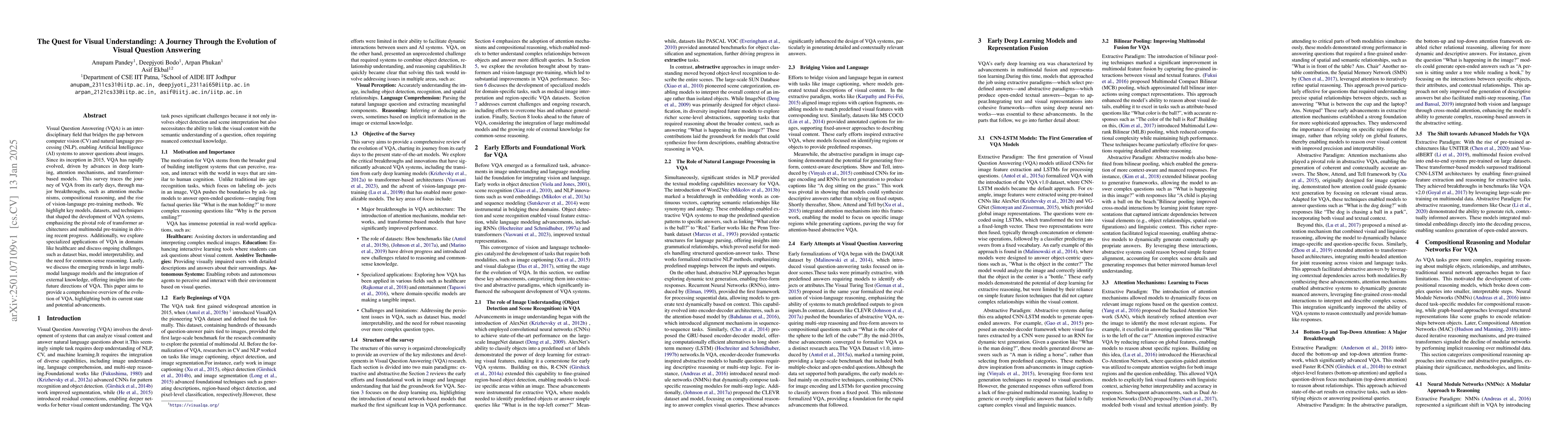 Thumbnail for The Quest for Visual Understanding: A Journey Through the Evolution of
  Visual Question Answering