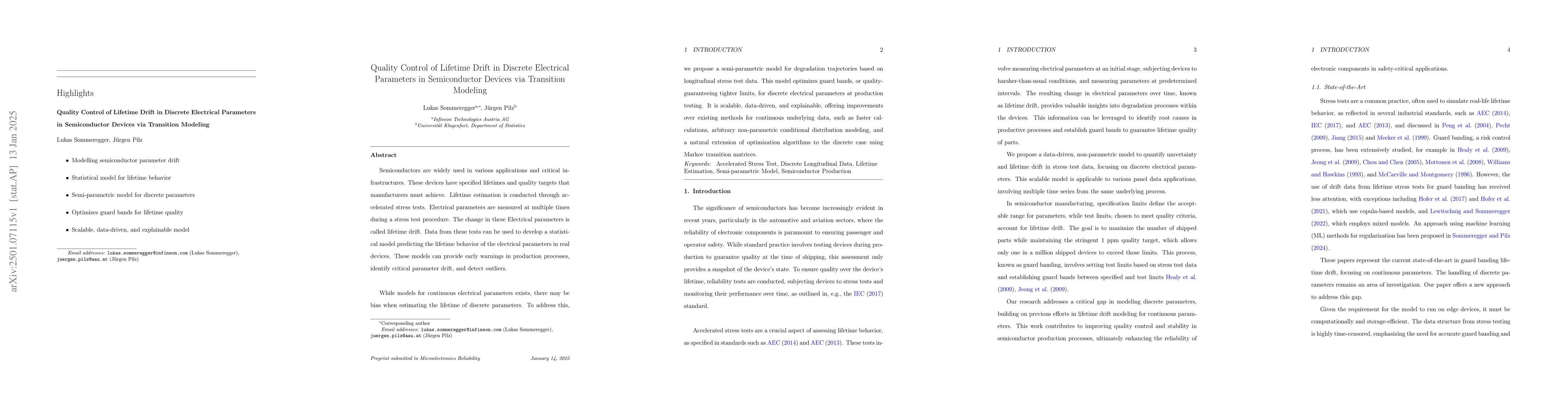 Thumbnail for Quality Control of Lifetime Drift in Discrete Electrical Parameters in
  Semiconductor Devices via Transition Modeling