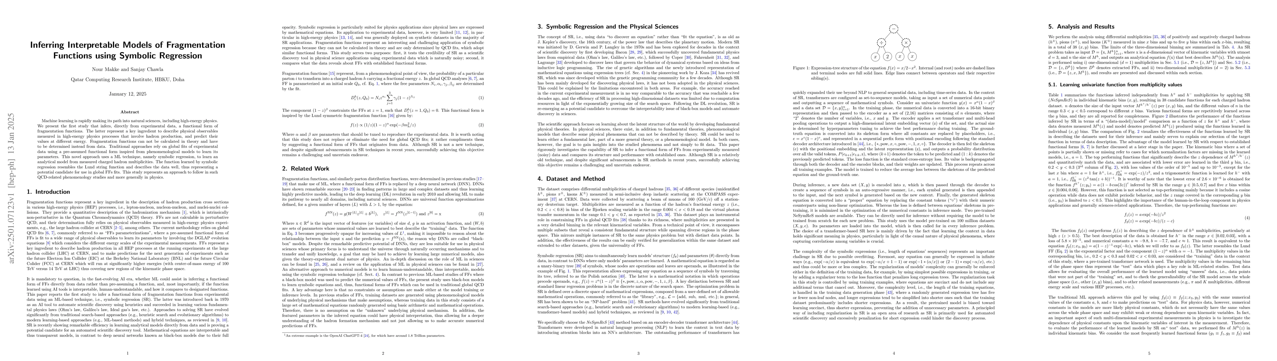 Thumbnail for Inferring Interpretable Models of Fragmentation Functions using Symbolic
  Regression