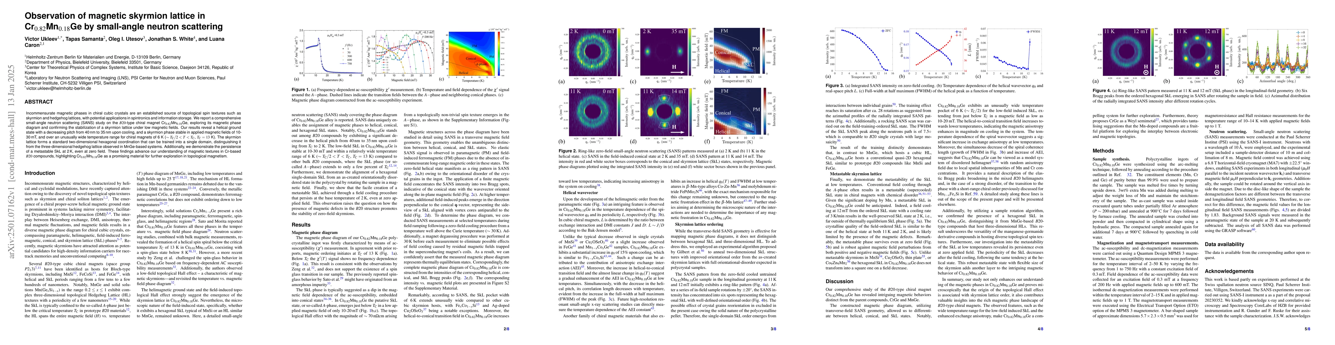 Thumbnail for Observation of magnetic skyrmion lattice in Cr$_{0.82}$Mn$_{0.18}$Ge by
  small-angle neutron scattering