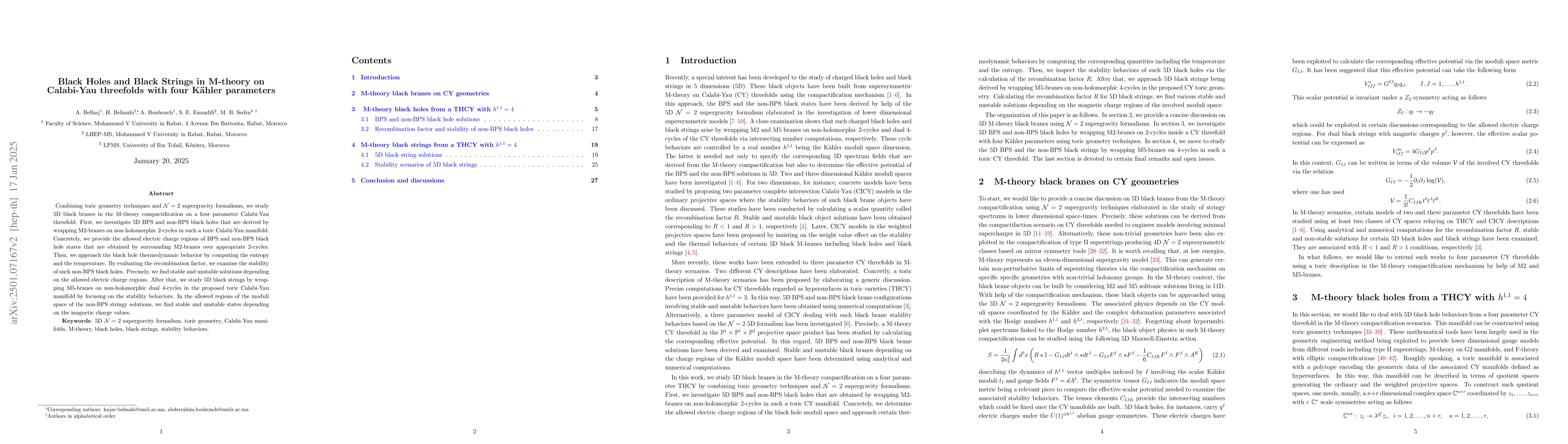 Thumbnail for Black Holes and Black Strings in M-theory on Calabi-Yau threefolds with
  four Kähler parameters