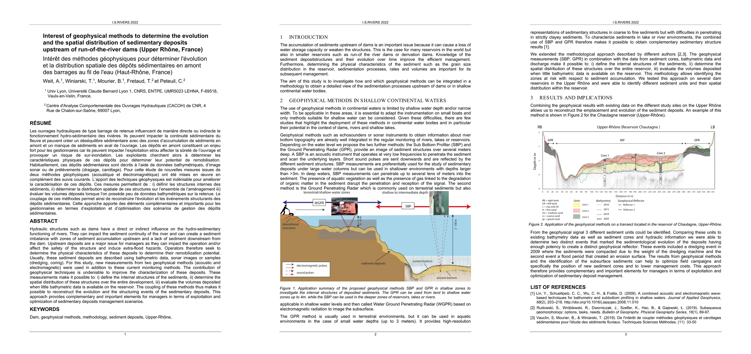 Thumbnail for Interest of geophysical methods to determine the evolution and the
  spatial distribution of sedimentary deposits upstream of run-of-the-river
  dams (Upper Rh{ô}ne, France)