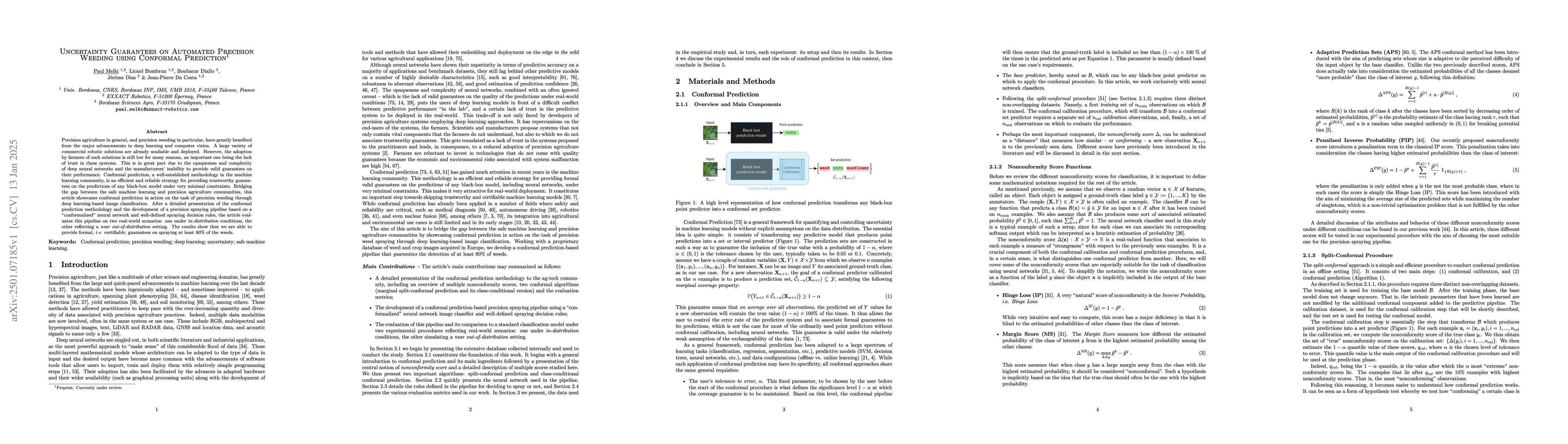 Thumbnail for Uncertainty Guarantees on Automated Precision Weeding using Conformal
  Prediction