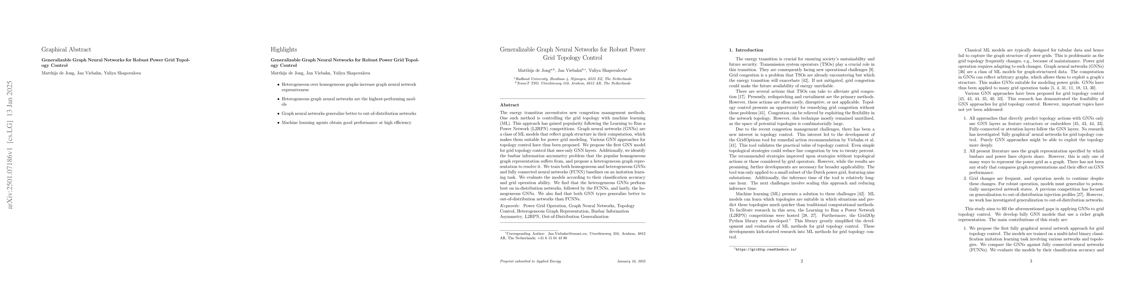 Thumbnail for Generalizable Graph Neural Networks for Robust Power Grid Topology
  Control