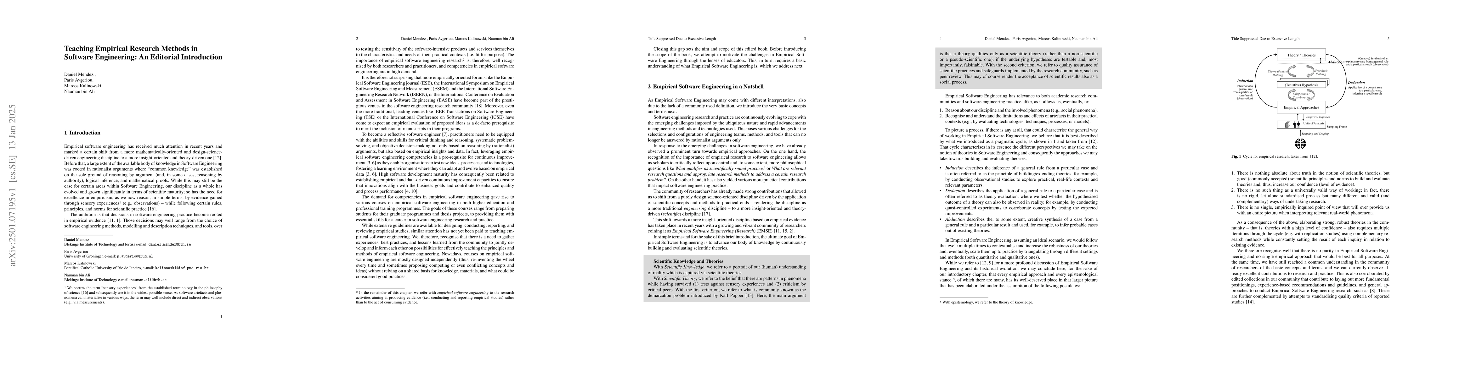 Thumbnail for Teaching Empirical Research Methods in Software Engineering: An
  Editorial Introduction