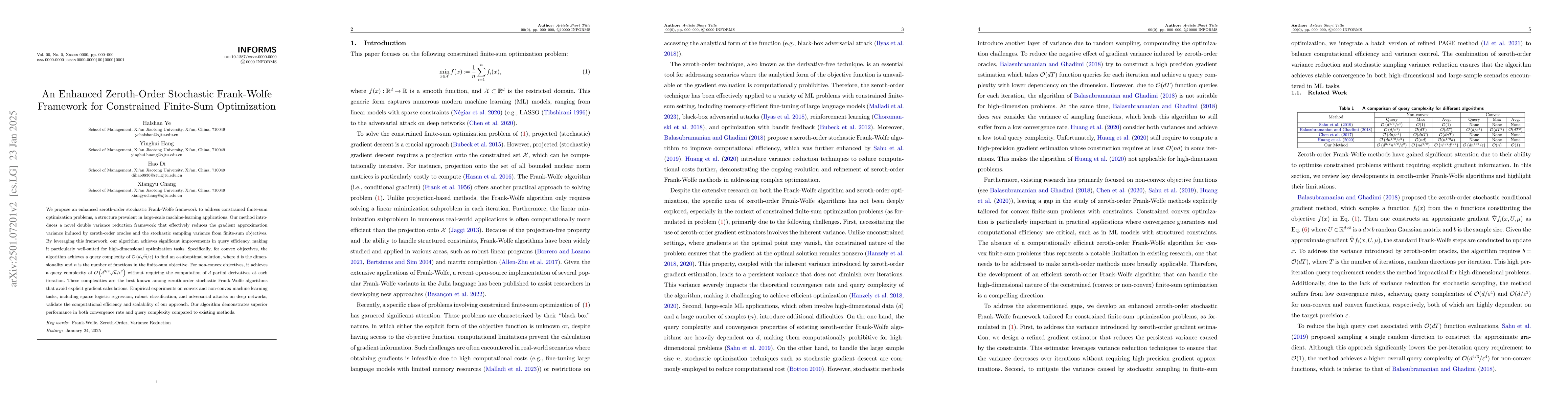 Thumbnail for An Enhanced Zeroth-Order Stochastic Frank-Wolfe Framework for
  Constrained Finite-Sum Optimization
