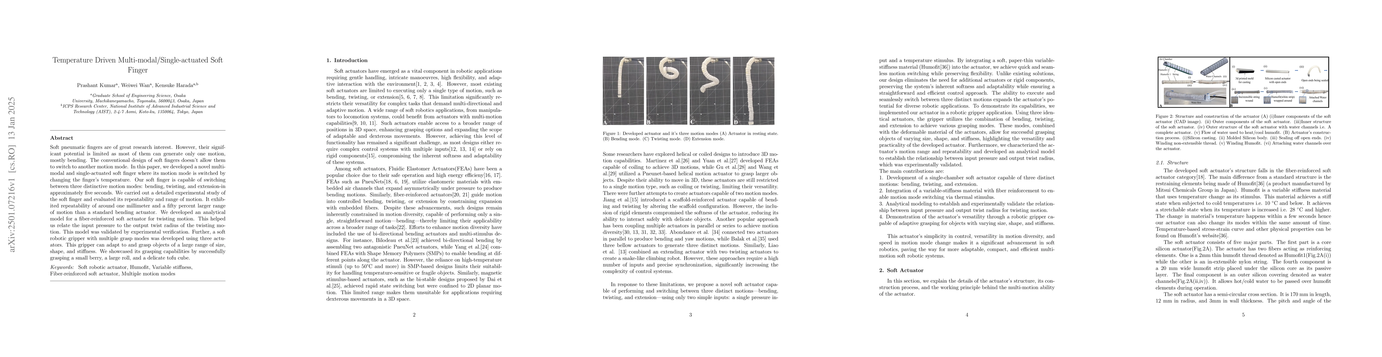 Thumbnail for Temperature Driven Multi-modal/Single-actuated Soft Finger