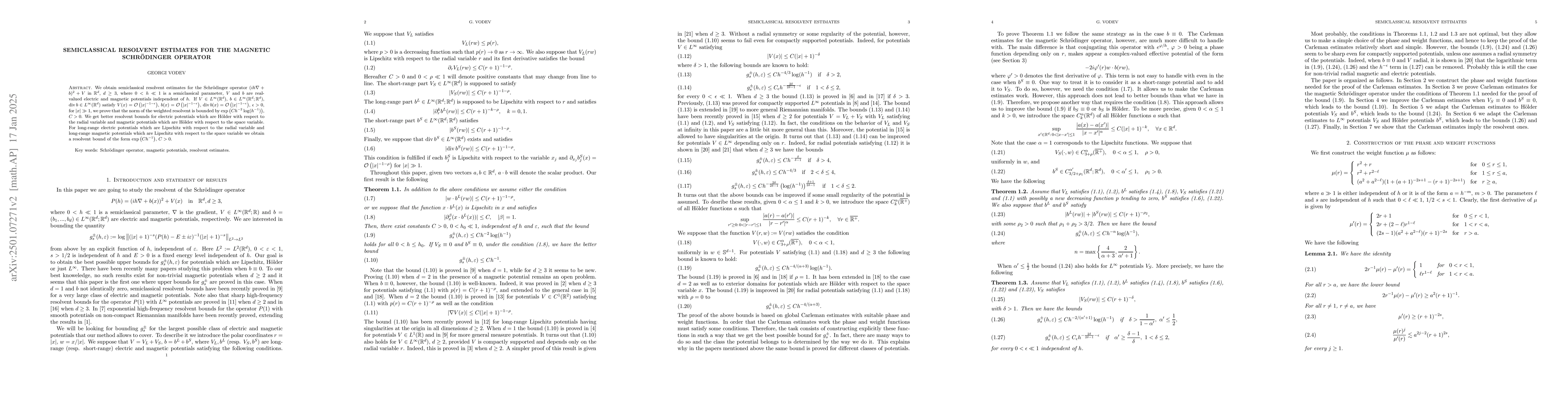 Thumbnail for Semiclassical resolvent estimates for the magnetic Schrödinger
  operator