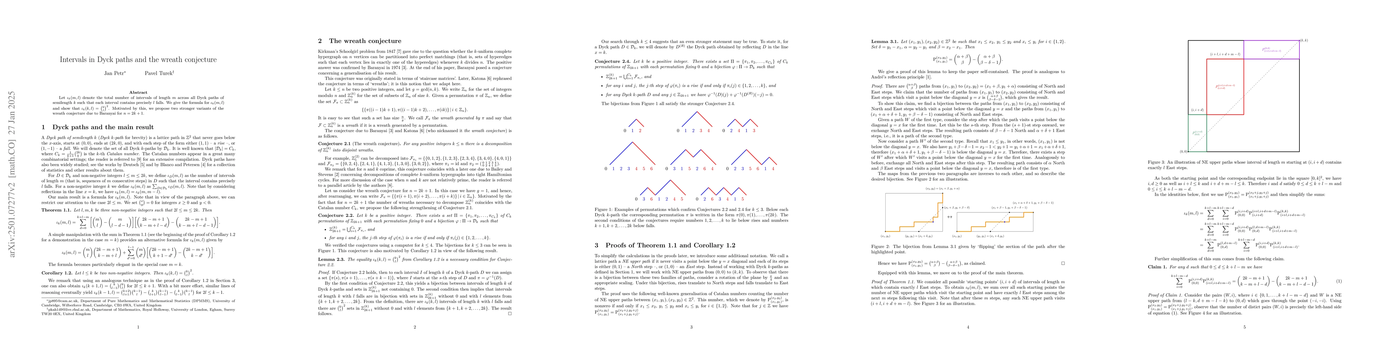 Thumbnail for Intervals in Dyck paths and the wreath conjecture