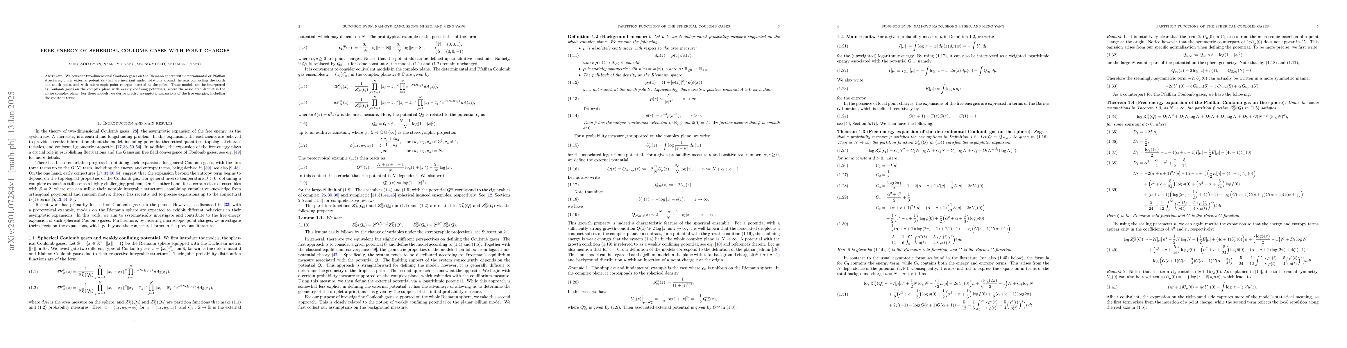 Thumbnail for Free energy of spherical Coulomb gases with point charges