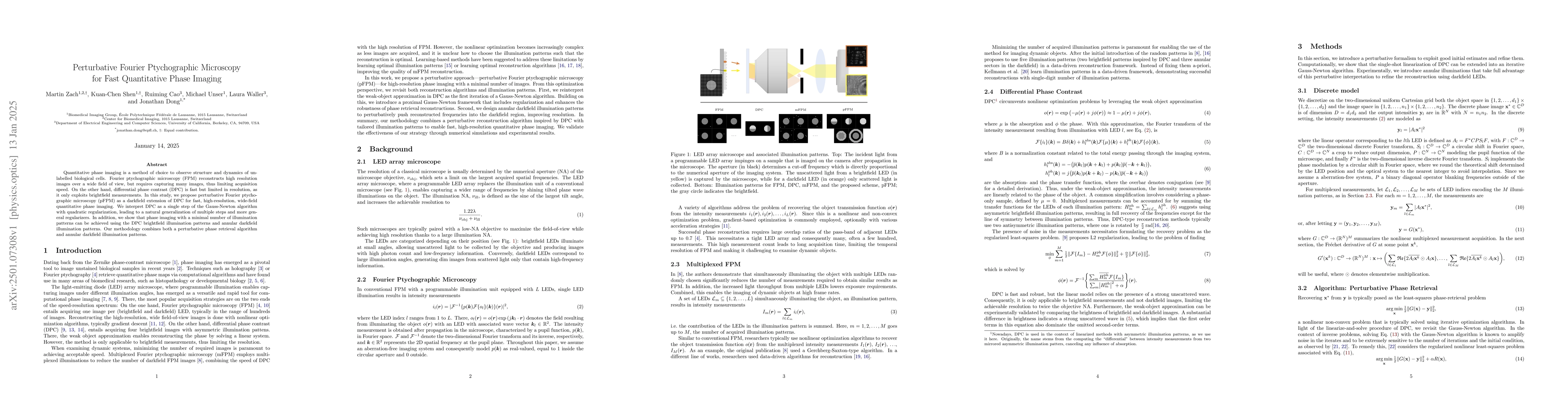 Thumbnail for Perturbative Fourier Ptychographic Microscopy for Fast Quantitative
  Phase Imaging