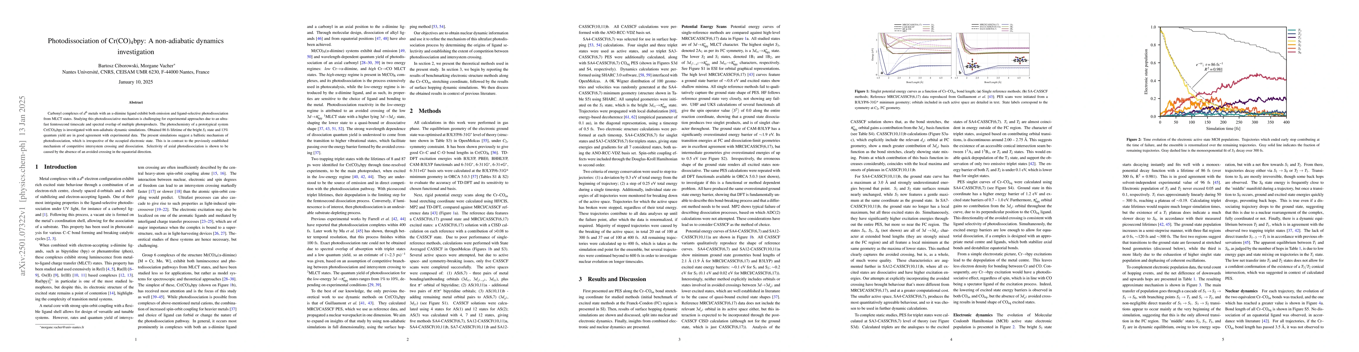 Thumbnail for Photodissociation of Cr(CO)$_4$bpy: A non-adiabatic dynamics
  investigation