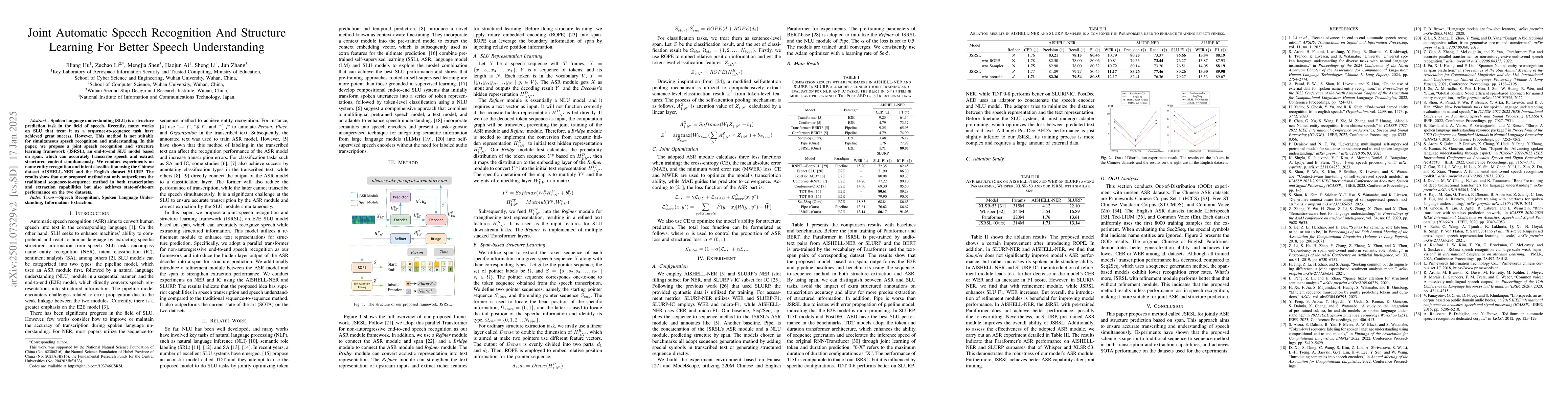 Thumbnail for Joint Automatic Speech Recognition And Structure Learning For Better
  Speech Understanding