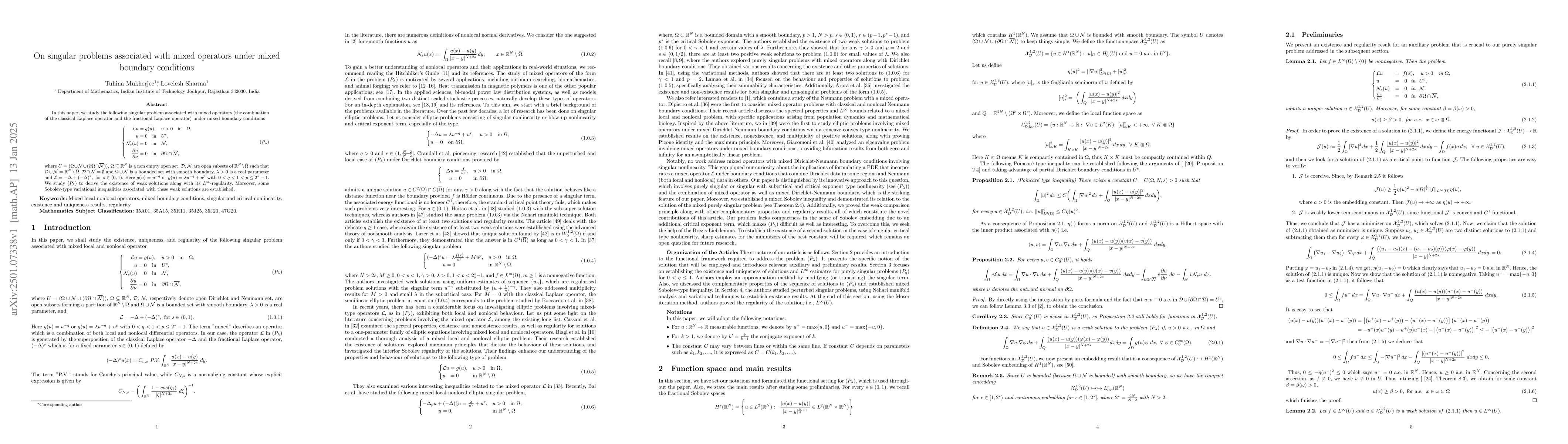 Thumbnail for On singular problems associated with mixed operators under mixed
  boundary conditions