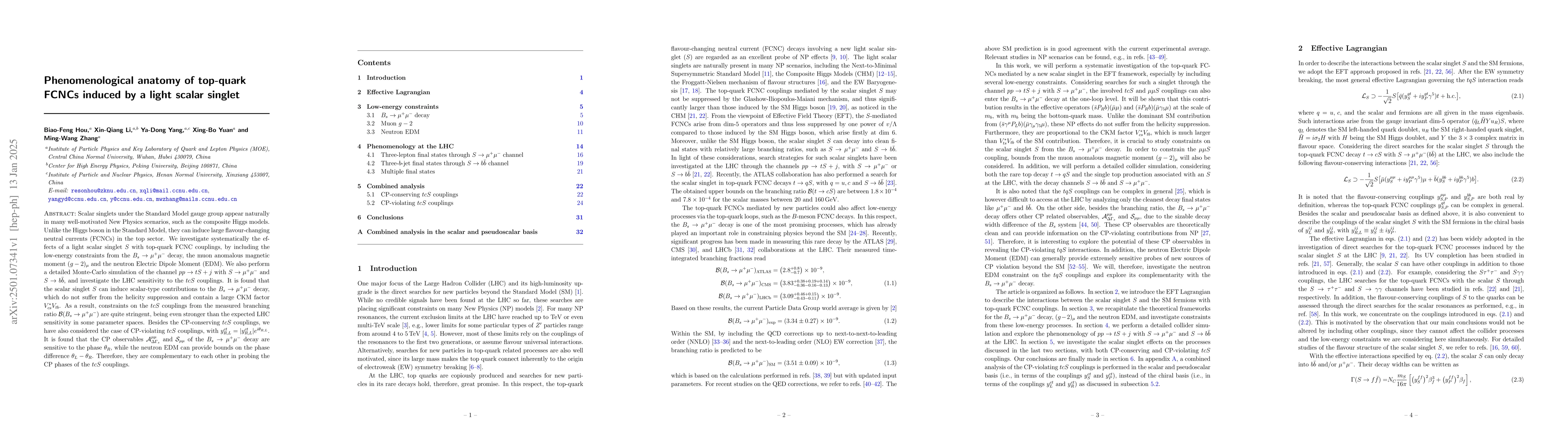 Thumbnail for Phenomenological anatomy of top-quark FCNCs induced by a light scalar
  singlet