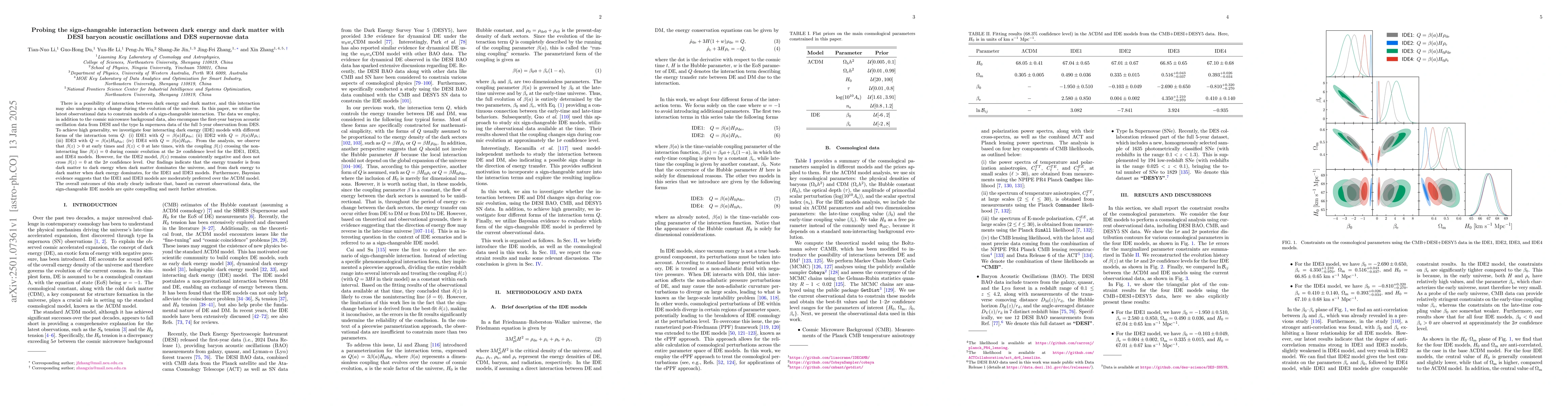 Thumbnail for Probing the sign-changeable interaction between dark energy and dark
  matter with DESI baryon acoustic oscillations and DES supernovae data