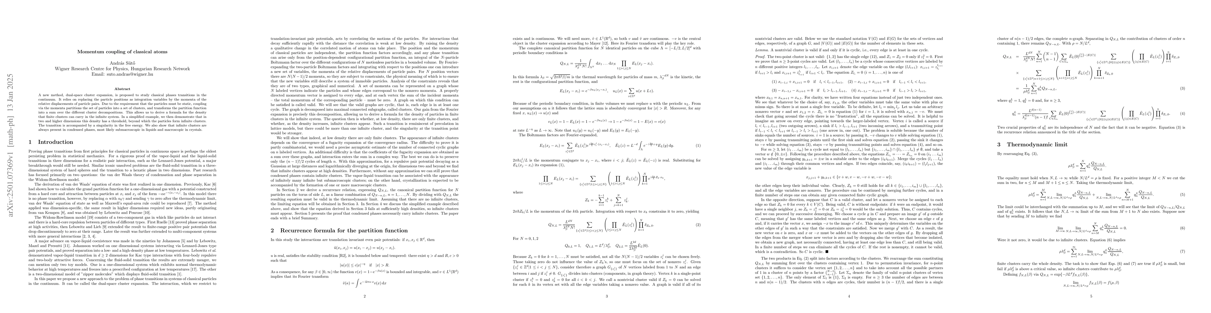 Thumbnail for Momentum coupling of classical atoms