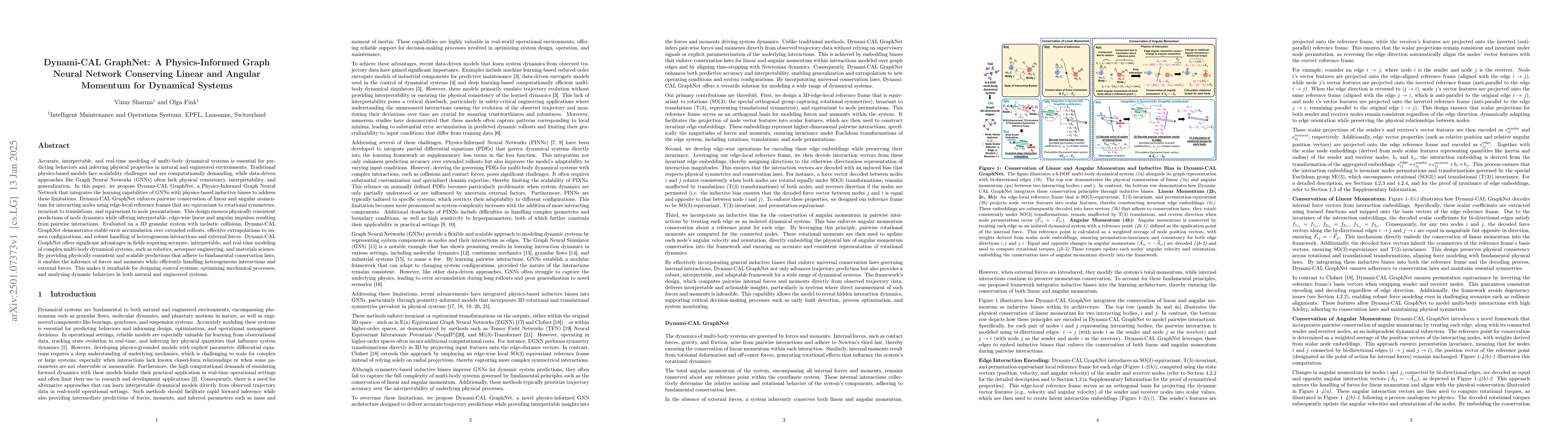 Thumbnail for Dynami-CAL GraphNet: A Physics-Informed Graph Neural Network Conserving
  Linear and Angular Momentum for Dynamical Systems