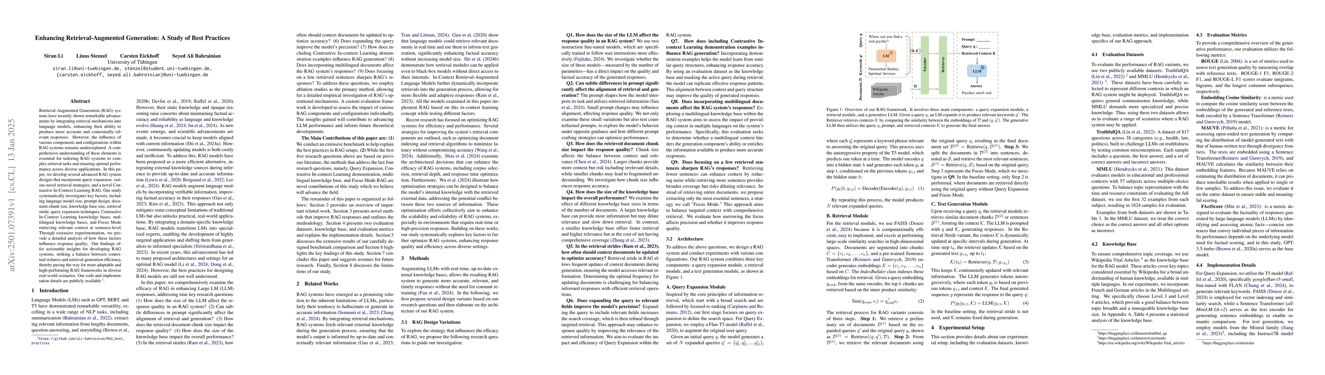 Thumbnail for Enhancing Retrieval-Augmented Generation: A Study of Best Practices