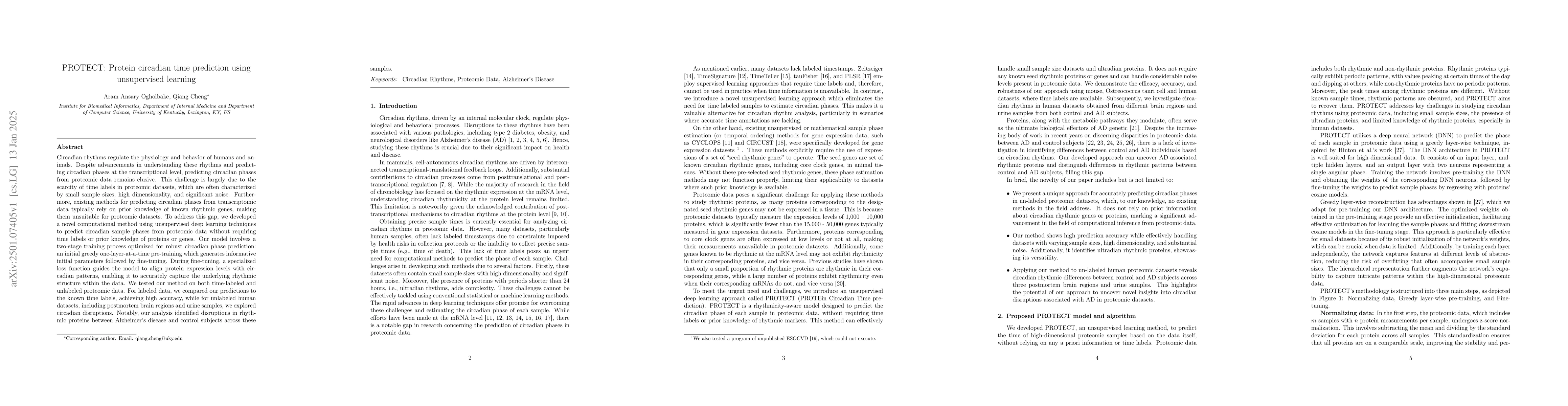 Thumbnail for PROTECT: Protein circadian time prediction using unsupervised learning