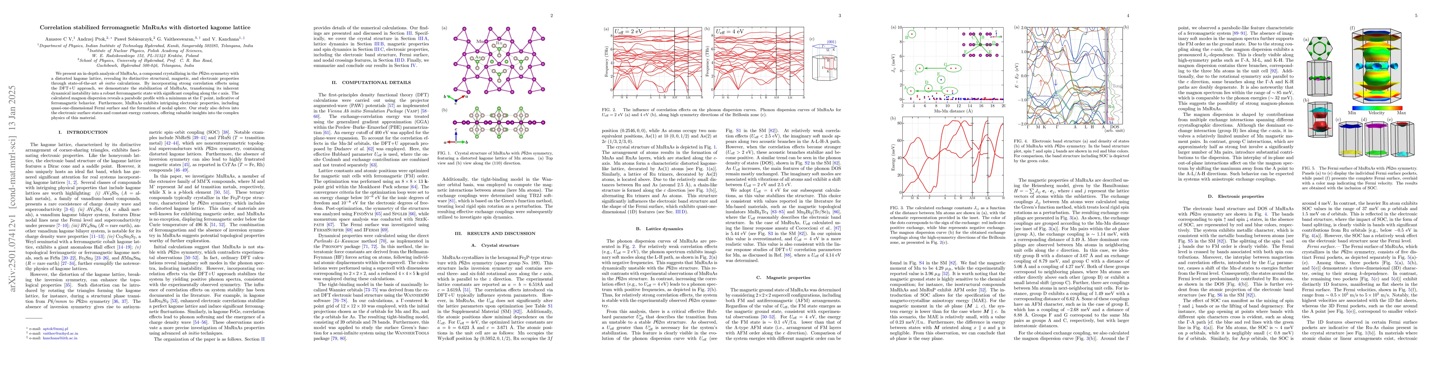 Thumbnail for Correlation stabilized ferromagnetic MnRuAs with distorted kagome
  lattice