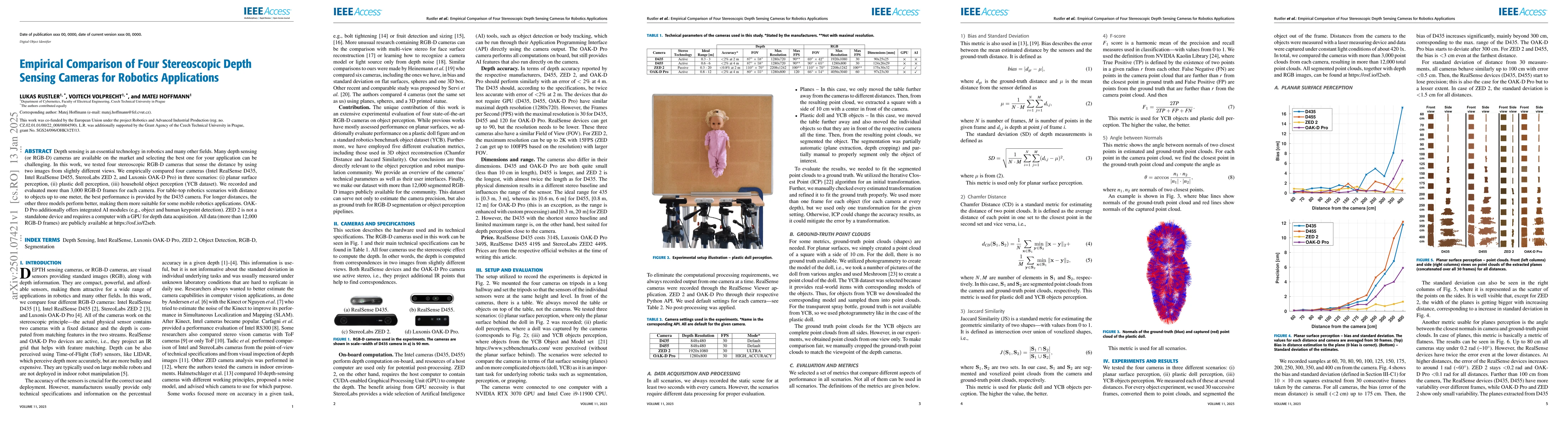 Thumbnail for Empirical Comparison of Four Stereoscopic Depth Sensing Cameras for
  Robotics Applications