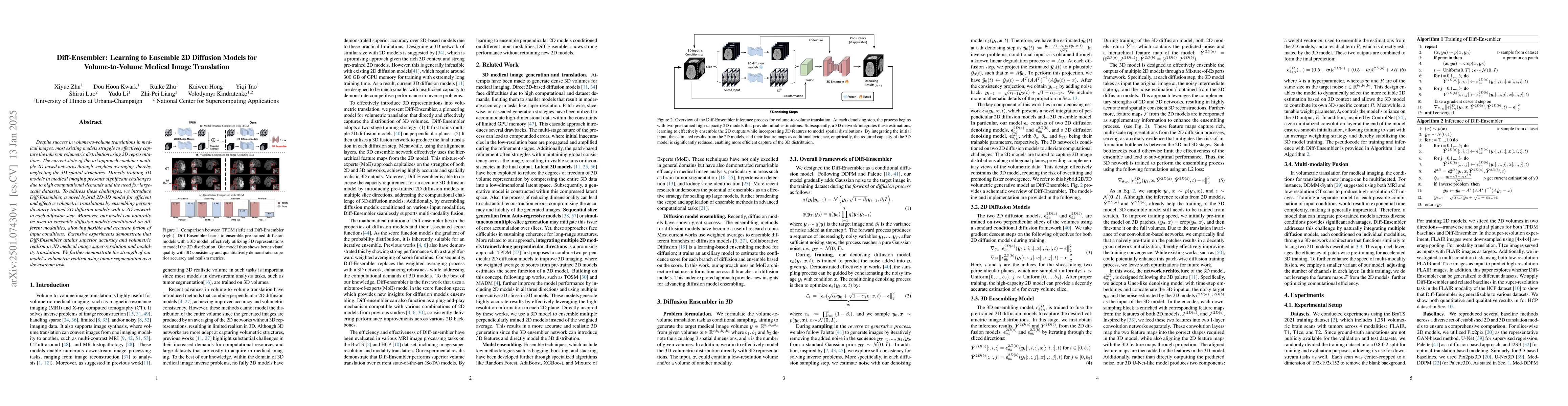 Thumbnail for Diff-Ensembler: Learning to Ensemble 2D Diffusion Models for
  Volume-to-Volume Medical Image Translation