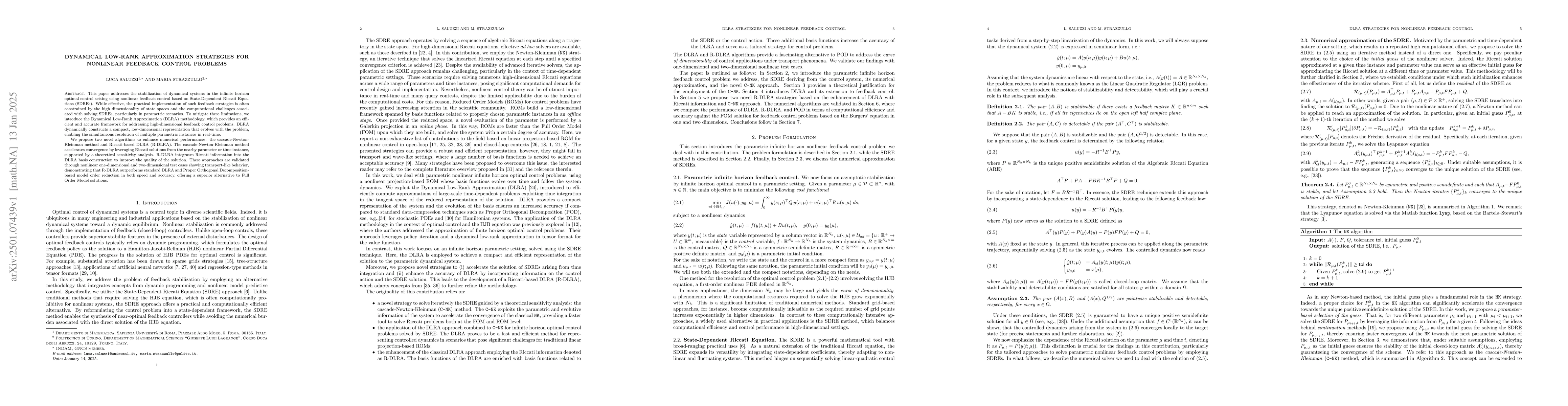 Thumbnail for Dynamical Low-Rank Approximation Strategies for Nonlinear Feedback
  Control Problems