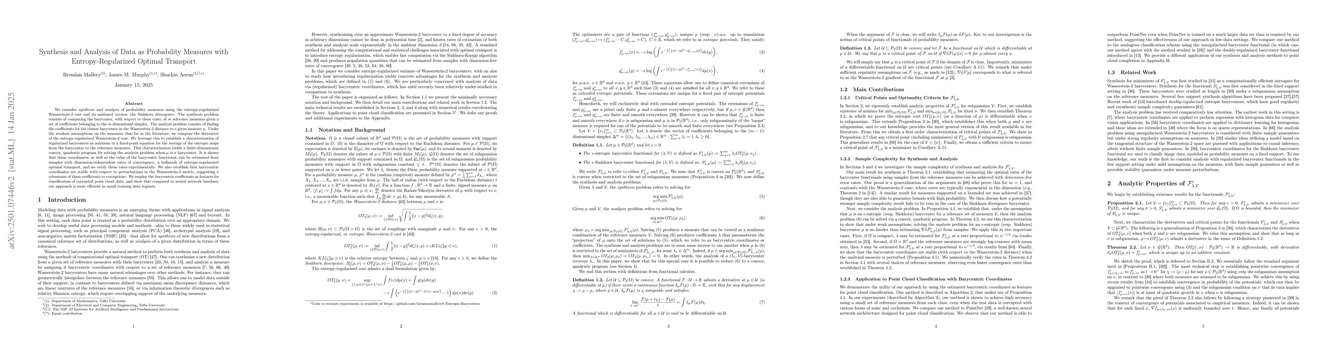 Thumbnail for Synthesis and Analysis of Data as Probability Measures with
  Entropy-Regularized Optimal Transport