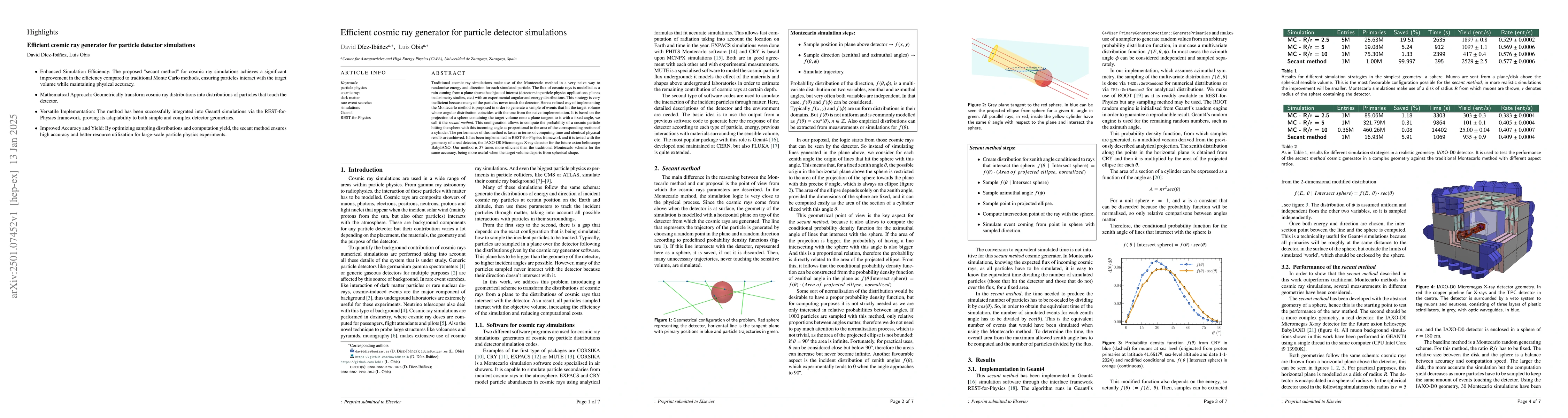 Thumbnail for Efficient cosmic ray generator for particle detector simulations