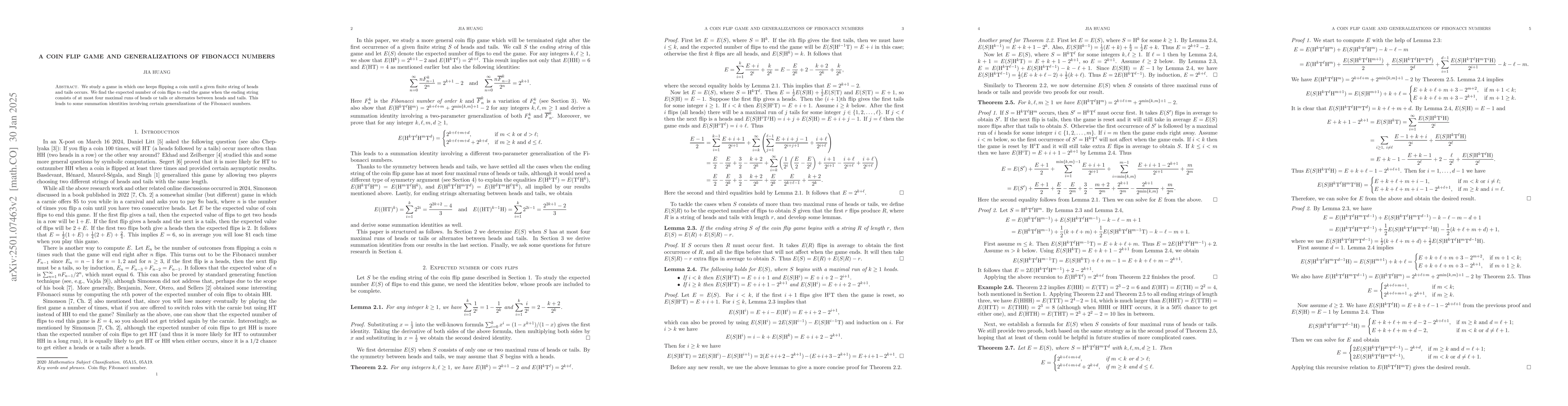 Thumbnail for A coin flip game and generalizations of Fibonacci numbers