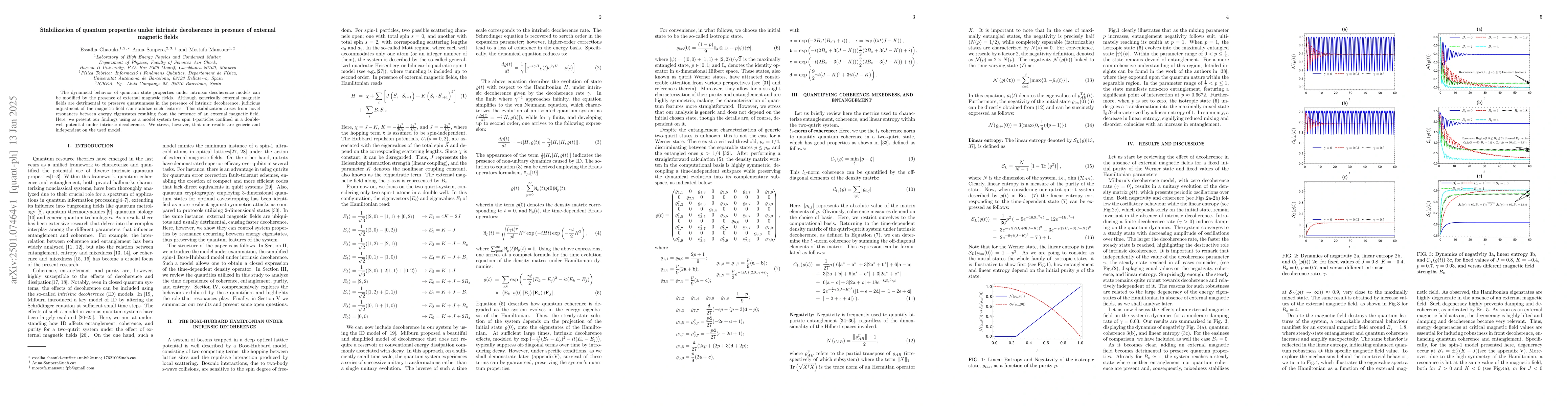 Thumbnail for Stabilization of quantum properties under intrinsic decoherence in
  presence of external magnetic fields